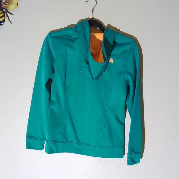 The North Face Green Hoodie with Orange Logo Size Small - Picture 4 of 9